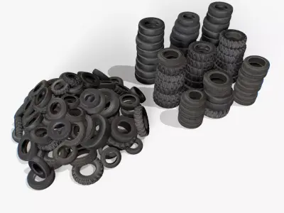 Tire Pile Junk Low-poly 3D model