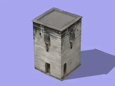 Vintage stone watchtower Low-poly 3D model