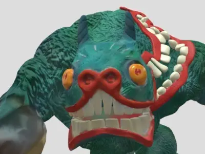 blue fur monster 3D model