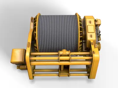 Hydraulic Mooring Winch Low-poly 3D model