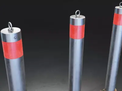 Steel Removable Security Bollard Low-poly 3D model