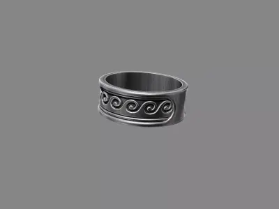 Ancient Greek Waves wedding band engagement ring 3D print model