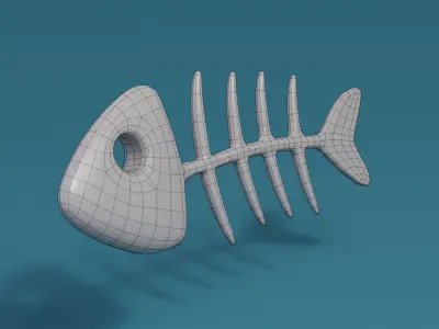 Cartoon Fish bones  Low-poly 3D model