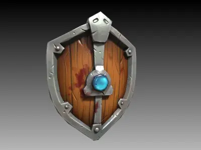 Shield handpaint Low-poly 3D model