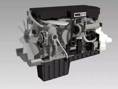 DD13 diesel engine Free 3D model