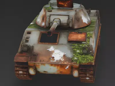 Overgrown Relic Abandoned Light Tank 3D Model Low-poly 3D model
