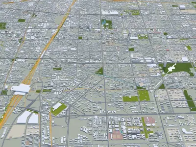 Shijiazhuang Hebei China 70km AI Low-poly 3D model