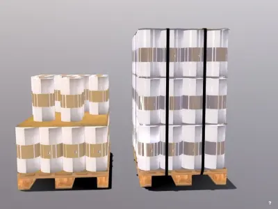 Pallets with roll film 3D model