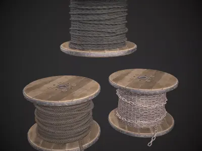 Rope Spool Low-poly 3D model