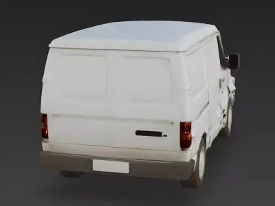 Wrecked White Service Van 3D Model Low-poly 3D model