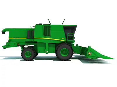 Green John Deere Combine V2 3D model