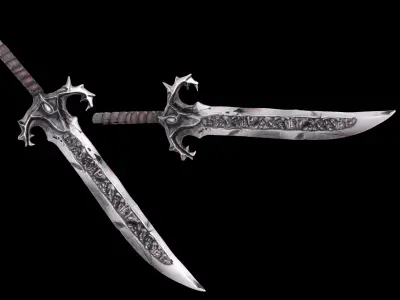 Stylized dark fantasy blade Low-poly 3D model