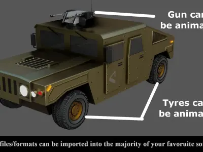  Military Vehicle - Low poly - PBR - Game ready Low-poly 3D model