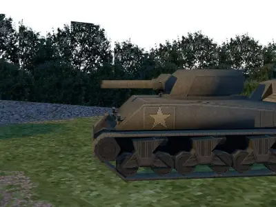M4 Sherman Low Poly 3D Model PSX WWII Tank - Game Ready 3D model