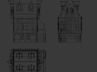 Medieval House Low-poly 3D model 18