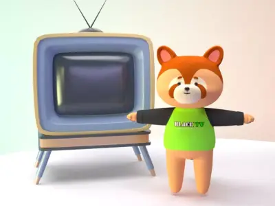 raccoon cartoon bear 3D model