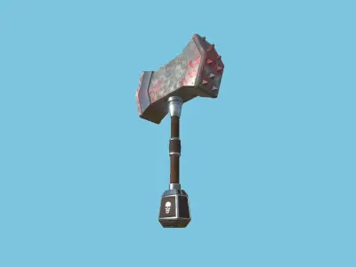 Medieval War Hammer 09 Blood Barbarian - Fantasy Weaponry Low-poly 3D model