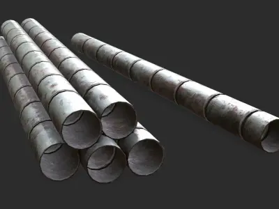 Metallic Pipes Duct Low-poly 3D model