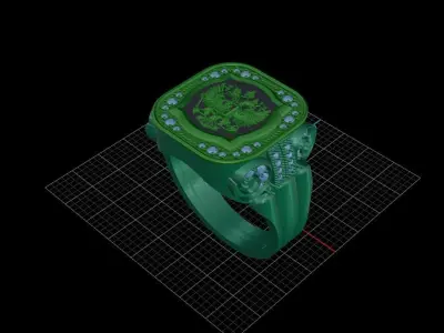 Signet   MEN Ring  with  Russian gerb  3D print model