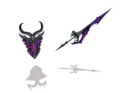 Pure Evil - Sword and Shield Low-poly 3D model
