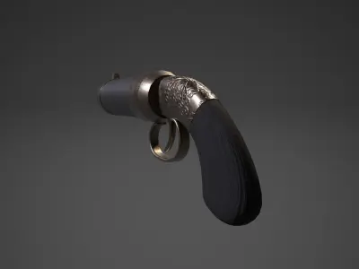 Game-ready stylized handgun Low-poly 3D model