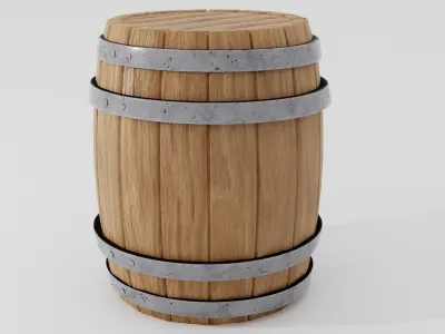 Wooden barrel 02 3D model purchase
