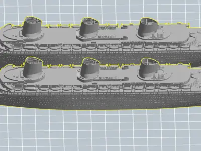 SS Normandie ocean liner printable model -full and waterline 3D print model