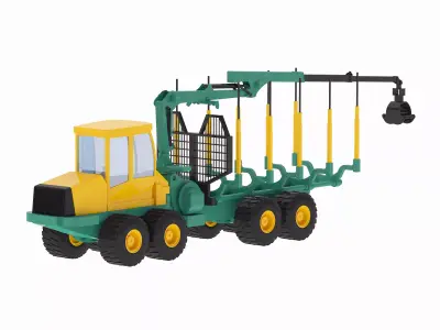 Harvester Forestry Crane Forwarder M208F Low-poly 3D model