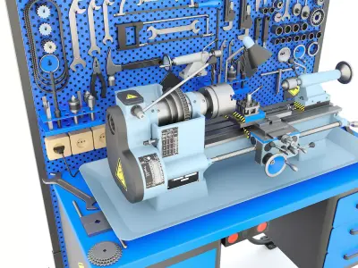 MN-80 Industrial lathe machine tool workbench and garage tools 3D model