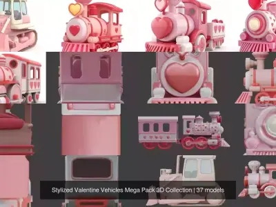Stylized Valentine Vehicles Mega Pack 3D Collection