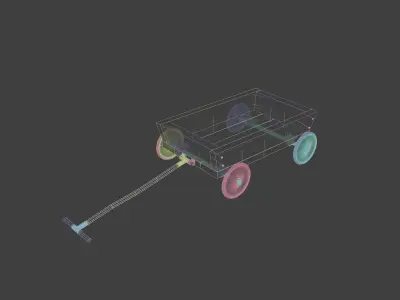 Little Wooden Wagon with Pins and Screws 3D model