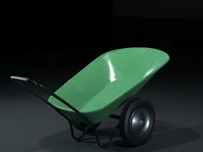 Gardening Cart GreenPainted Low-poly 3D model