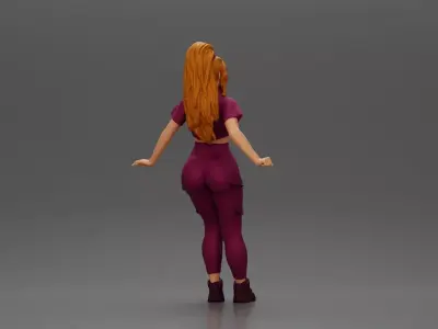 woman in sportswear and sunglasses leaning on the car stylishly 3D print model