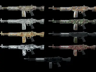Machinegun gun Low-poly 3D model