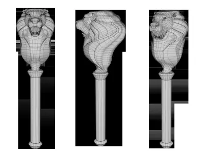 Golden Staff  Low-poly 3D model