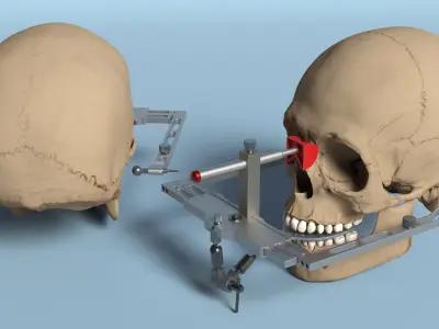 Dental Facebow Assembly on Skull 3D model