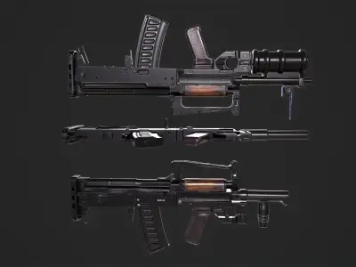 OTs-14 Groza  Low-poly 3D model