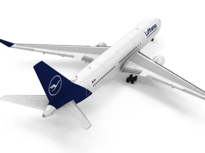 Boeing 767-300ER Lufthansa Airlines Low-poly 3D model