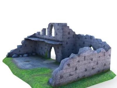 Medieval Building 55 Ruins Low-poly 3D model