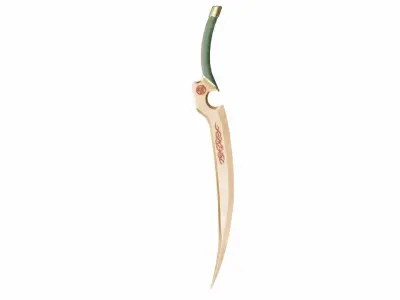 Short curved sword  Low-poly 3D model