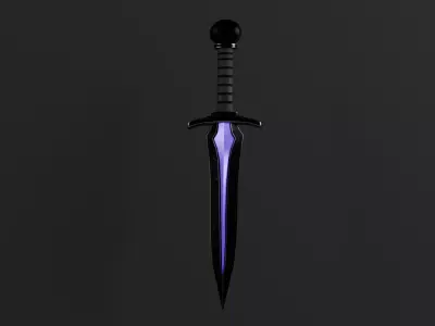 medieval fantasy Dagger the Violet Requiem Game ready PBR Low-poly 3D model