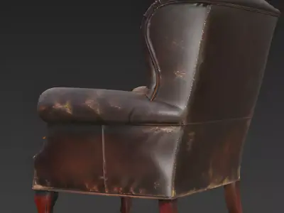 Realistic Vintage Leather Armchair 3D Model Low-poly 3D model