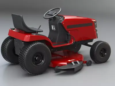 Ride-On Lawn Mower Realistic Garden Tractor PBR Textures 3D model
