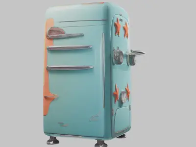 Retro Refrigerator 3D Model Low-poly 3D model