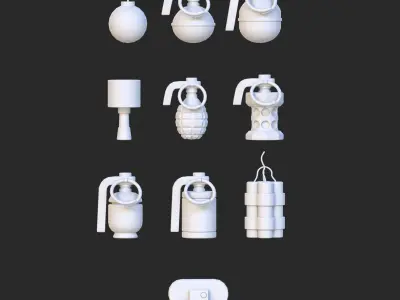 Stylized Grenade Pack Low-poly 3D model