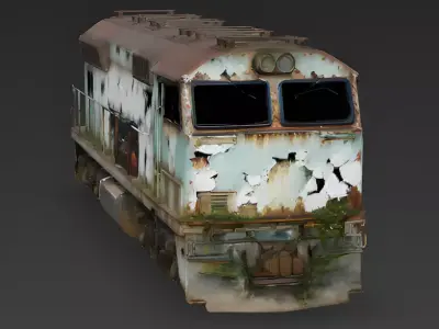 Realistic Abandoned Diesel Locomotive 3d model Low-poly 3D model