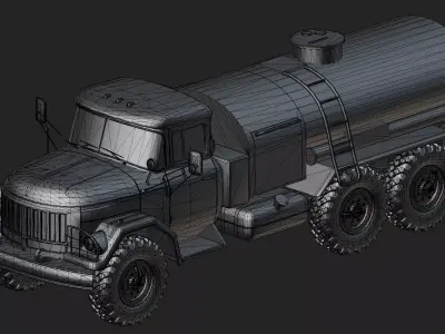 Soviet Army Fuel Tanker Truck Low-poly 3D model