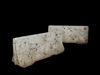 8 Destroyed Concrete Divider Pack Game Ready Low-poly 3D model