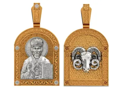 icon Saint Nicholas Rozhdestvensky with zodiac ram 1442 3D print model