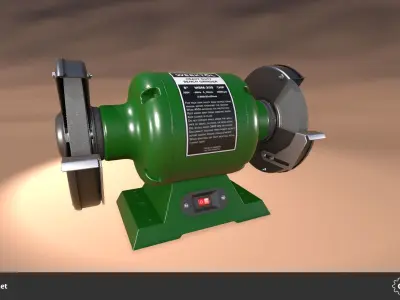 Bench Grinder Set Low-poly 3D model